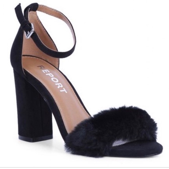 black heel with fur